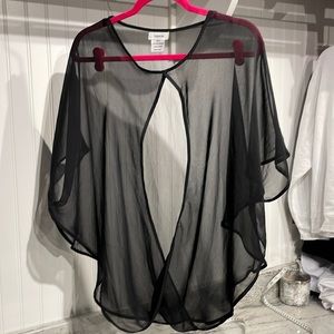 Tashon sheer one size fits most black cross front over cape NO PINK BRA INCLUDED